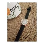 QUARTZ Rakamlı Retro Yuvarlak Model Siyah Kordonlu Kadın Kol Saati bb0084
