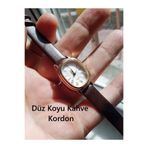 QUARTZ Retro Minimal Model Vintage Koyu Kahve Kordon Kadın Kol Saati