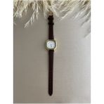Quartz Retro Minimal Vintage Deri Kordon Kadın Kol Saati - Altın