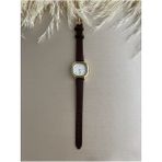 Quartz Retro Minimal Vintage Deri Kordon Kadın Kol Saati - Kahverengi