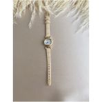 Quartz Retro Minimal Vintage Deri Kordon Kadın Kol Saati Kelebek Model - Krem