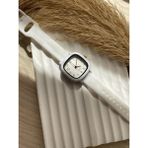 Quartz Retro Minimal Vintage Deri Kordon Kadın Kol Saati Silikon Model - Beyaz