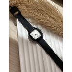 Quartz Retro Minimal Vintage Deri Kordon Kadın Kol Saati Silikon Model - Siyah