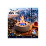 QuarVit Dekoratif El Yapımı Masaüstü Şömine Ateş Çukuru Gri Renk