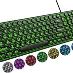 QUASIO Büyük Baskı Arkadan Aydınlatmalı Klavye, Sessiz Kablolu USB Işıklı Bilgisayar Klavyeleri 7 Renkli Arkadan Aydınlatmalı, Büyük Boy Baskı Mektupları, Windows PC, Dizüstü Bilgisayar için Retro