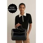 Qub Şeker Unisex Siyah 15 & 15.6 Inç Krokodil Laptop Evrak Çantası - 15,6