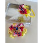 Queen Accessories Sarı 2'li Pamuk Prenses Anne Kız Çocuk Bebek Kombin Saten Taç Toka Seti