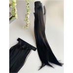 Queen Aksesuar Fiber Isıya Dayanıklı Koyu Siyah At Kuyruğu Postiş Kaynak Takma Saç