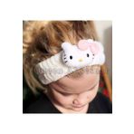 QUEEN AKSESUAR Peluş hello kitty kedi figürlü oyuncaklı yumuşak lastikli makyaj bakım saç bantı beyaz band