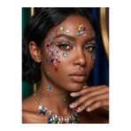 QUEEN AKSESUAR Yüz ve Tırnak taşı Sticker Seti Renkli Kristal Yüz Süsü Festival Makyaj Taşlı çiçekli Nail Art