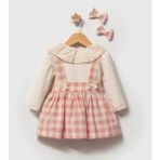 Queen Kids Kız Bebek Sensıtıve Salopet Elbise Naturel Pembe - 6 - 9 Ay