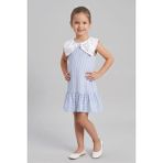 Queen Kids Kız Çocuk Yakası Taşlı Elbise Mavi - 7 - 8 Yaş