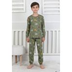 Queen Kids Queenkids Erkek Çocuk PJ-51301 Pijama Takımı Araba Fil - 3 - 4 Yaş - Yeşil