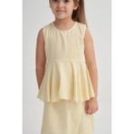 Queen Kids Queenkids Kız Çocuk 20459 Keten Volanlı Bluz Sarı - 3 - 4 Yaş
