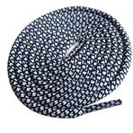 Queenbox 4,5 mm Yuvarlak Ayakkabı Bağcığı Yedek 22 Renk Ekose Ayakkabı Dantel Kareli Çift Baskı İki Renkli Dokuma Desen Dantel 80-160 cm Ayakkabı Çizme için, Beyaz Koyu Mavi, 90cm/35.43inch