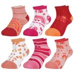 Queenshin Okul çocuğu çorabı, kız çocuk çorabı, eğlenceli motifli, nefes alır, bilek çorabı, 6'lı paket, hediye 3-12 yaş, 6 çift – Gökkuşağı çizgili, 5-8 Jahre