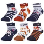 Queenshin Okul çocuğu çorabı, kız çocuk çorabı, eğlenceli motifli, nefes alır, bilek çorabı, 6'lı paket, hediye 3-12 yaş, 6 çift - Köpek, 8-12 Jahre