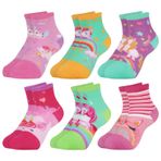 Queenshin Okul çocuğu çorabı, kız çocuk çorabı, eğlenceli motifli, nefes alır, bilek çorabı, 6'lı paket, hediye 3-12 yaş, 6 çift – Tek boynuzlu at, 5-8 Jahre