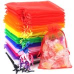 Quelcc 100 adet organze kese, renkli organze torba, ipli renkli takı torbası, hediye paketi, Noel, düğün, doğum günü, parti için (10 renk)