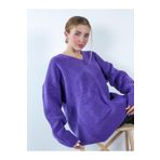 QUELLİ Oversize Cepli Mor Hırka Mor Standart