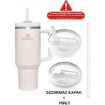 Quencher 40 Oz 1.18 Lt Uyumlu Pipetli Termos Kapak - Beyaz