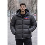 Quero Erkek Şişme Rüzgar Geçirmez Şişme Jel Dolum Antrasit Mont - Antara Füme - 3XL