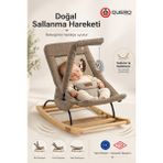 Quero Linda Ahşap Anakucağı, Kademeli, Sallanır, Sabitlenebilir, Oyuncaklı, Ana Kucağı Puset, Ana Dizi - Kahve