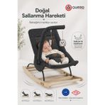 Quero Linda Ahşap Anakucağı, Kademeli, Sallanır, Sabitlenebilir, Oyuncaklı, Ana Kucağı Puset, Ana Dizi - Siyah