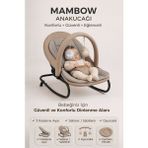 Quero Mambow Ana Kucağı, Premium Cotton, 3 Kademe Ayarı, Sallanır, Sabitlenir, Oyuncaklı Ana Kucağı, Nefes Alabilen Kumaş, Terletmez, Yumuşak Pedli Ana Kucağı - Bej