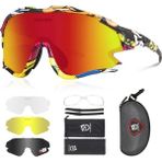 Queshark Polarize Anti-Uv Outdoor 4 Lens Ultra Hafif Spor Motorsiklet Bisiklet Güneş Gözlüğü - Renkli - Standart