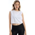 Quhox Kadın Beyaz Sporcu Atlet Kolsuz Bisiklet Yaka Oversize Pamuklu Günlük Stil