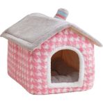 Quick Bura Houndstooth Ev Yuvası, Köpek Kare Yuvası, Uygun, Çıkarılabilir Ve Yıkanabilir, Yumuşak Ve Rahat Evcil Hayvan Yuvası, Tüm Mevsimde (Yurt Dışından) - Pembe