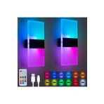 QuickStoq RGB Duvar Aplikleri, 2’li Led Oda Dekoru 12 Renk, 3600mAh Pille Uzaktan Kumanda, Kısılabilir, Şarjlı