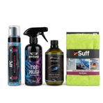 Quickwax & Parlax Profesyonel Araç Bakım Seti 4'lü - Oto Hızlı Cila (Quick Wax 500ml), Lastik Parlatıcı ve Koruyucu (Tire Polish 500ml), APC Genel Temizleyici (Deri ve Alcantara) ve Suff Mikrofiber Pa