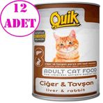 Quik 12x415 gr Ciğerli Tavşanlı Kedi Konservesi