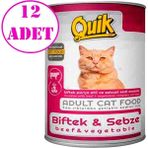 Quik Biftekli ve Sebzeli 12x415 gr Yetişkin Kedi Konservesi