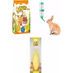 Quik Hamster Temel Ihtiyaçları (3 Parça) Quik Hamster Yemi, 90ML Suluk, Kemirme Taşı