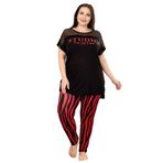 Quilling Kırmızı - Siyah Renk Çizgili Desen Lady 10957 Büyük Beden Pijama Takımı