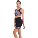 Quilling Siyah - Kırmızı Renk Lady 4006 Kadın Kısa Tayt Büstiyer Spor Takım - XL - Siyah - Kırmızı - Gri