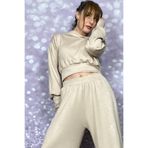 Quincey Bej Crop Düşük Omuz Bluz/Sweatshirt, 44, BDM2819, Açik Bej, kadın