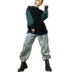 Quincey Bisiklet Yaka Blok Renk Yeşil Sweatshirt, 40, BDE2812, Siyah, kadın