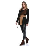 Quincey CK23008 Kadın Siyah-Camel Parçalı Süet Ceket