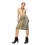 Quincey Dalgıç Kumaş Likralı Dizaltı Etek, 40, KTE1016, Desenli, Kadın