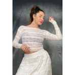 Quincey Dantel Dar Kesim Crop Bluz, 50, BDM2734, Ekru, Kadın