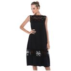 Quincey EB2644 Siyah Dantel Detaylı Scuba Elbise