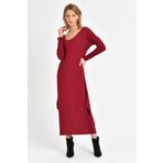 Quincey EBM2729 Triko Elbise Bordo