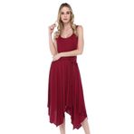Quincey EBT2706 Bordo Asimetrik Elbise