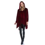 Quincey HK2518 Kadın Bordo Kadife Panço