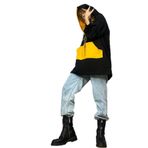 Quincey Kapşonlu Cepli Sarı Siyah Oversize Sweatshirt, 46, BDE2808, Sari Siyah, kadın