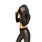 Quincey Mini Kapşonlu Bolero Sweatshirt, 36, BDE2692, Siyah, kadın